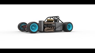 3D printable Supermodified front engine race car Base Version 2 Scale 1:25 3D model view