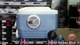 Ice Chest Cooler with Alpine Kenwood Marine Sound System "River Audio Boom Box"