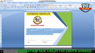 Certificate designing in MS word experience certificate designing in Microsoft office #certificate