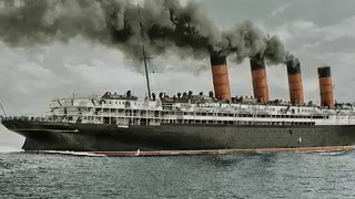 RMS Lusitania in colored Pictures and short movieparts