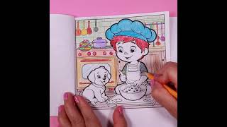 Fun Coloring For Kids |   Happy Kids & Cute Pet Coloring Page by Lily Grace #kidscolouringfun