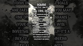 June 19th, 2024 #GeminiHoroscope #dailyhoroscope  #dailyastrologyhoroscope #zodiac  #zodiacuniverse