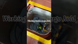 working inside cargo hold #merchantnavy #containership #lifeatsea #instashorts #viralvideo