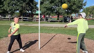 TETHERBALL is a Fun Game and a Good Sports Exercise for 2 Players Striking a Suspended Volleyball