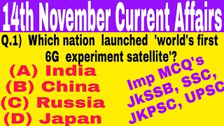 14th November Current Affairs|Daily Current Affairs|Current Affairs in English|MISSION JKSSB