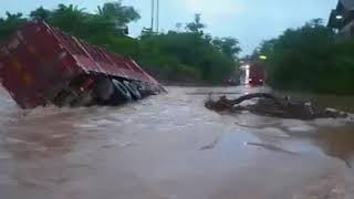 Truck crossing road on flooded road - Water Safety