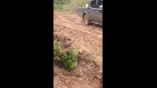 Mitsubishi L300 Triton muddy hill climb