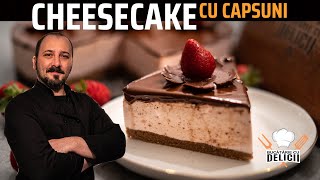 Cheesecake cu capsuni si ciocolata. Cel mai tare cheesecake.