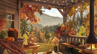 Cozy Terrace in Autumn Mountain Ambience with Fireplace, Candles and Nature Sounds for Relaxation