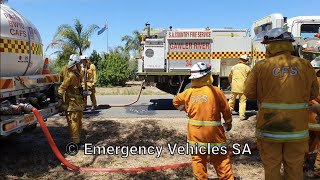 SA CFS Isuzu fire trucks at Penfield scrub fire 1: Two Wells 34 & Gawler River 34 water tank refill