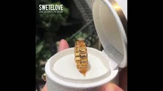 Swetelove Handmade Classic Yellow Emerald Cut Sterling Silver Band Ring