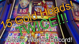 Buffalo Gold - 15 Golden Heads, "TWICE"!  #buffalo #15headsclub #handpay