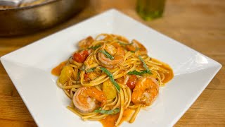 Shrimp Pasta - cherry tomatoes / white wine / linguine