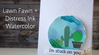 Lawn Fawn + Distress Ink Watercolor Card