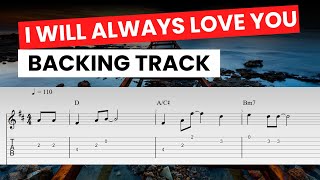 Backing Track - I Will Always Love You - Whitney Houston | Easy Fingerstyle Guitar TAB