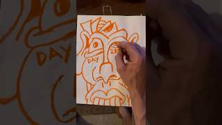 Daily Faces Challenge: Day 217/365 -Expressive Oil Pastel Sketch | Art Process Timelapse 👁️ #shorts