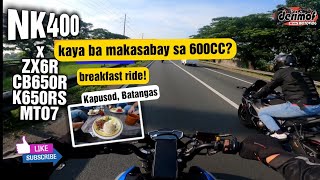 NK400 | Breakfast ride | with 600cc+ Big bikes | MTO7 | Kawasaki 650RS | ZX6R | CB650R | Kapusod