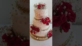 Red Roses Wedding Cake by Flour n Sugar