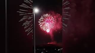 Colorful fireworks on national day at abha sama park its amazing view from top of the hill.