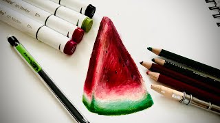 how to draw a realistic watermelon with prismacolors