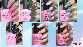 Aimeili Gel Polishes Nudes, Glitter & Dark  | Application & Swatches