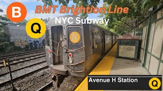 Manhattan and Coney Island bound B and Q trains at Avenue H (BMT Brighton Line)#nycsubway  #brooklyn