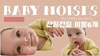 Baby noises/cooing, 옹알옹알.My baby is teething.[229 days old]