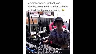 Jungkook's reaction when he realised the camera was on...🙄🤣😅😅💜