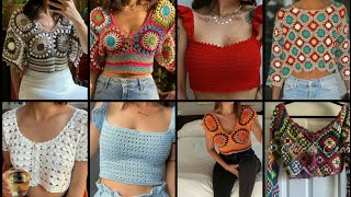 Colourful Crochet Crop Tops Pattern designs elegant collection UK - US fashion trend