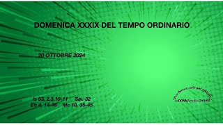 20 ottobre - 29° domenica del Tempo Ordinario