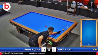 ERKAN AKTI vs ADEM KULAK | 3 Cushion Billiards Championship STAGE 2 -A- 2024 ANKARA #당구