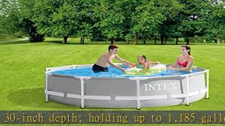 INTEX 26701EH Prism Frame Premium Above Ground Swimming Pool Set: 10ft x 30in – Includes 330 GPH Ca