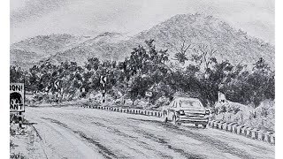 How To Draw A Simple Road Side Scenery Using Pencil