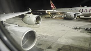 STUNNING Engine View! QATAR AIRWAYS Airbus A340-600 Landing into Doha, Qatar