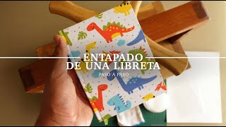 Entapado de una libreta con cartera de una pieza. Encuadernación artesanal. Paso a paso.