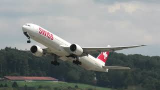 Swiss Boeing 777-3DE(ER) HB-JNC takeoff at Zurich Airport