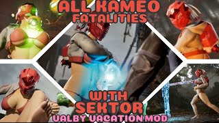 All Kameo Fatalities Performed with Sektor (Valby Vacation Mod) - Mortal Kombat 1