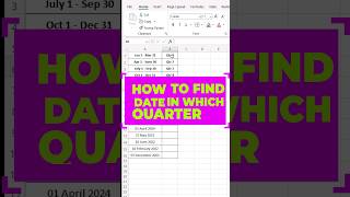 How to find date in which quarter 👌💥 Finding Qtr using choose & month function #excelshorts #excel