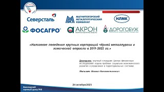 «Налоговое поведение крупных корпораций чёрной металлургии и химической отрасли в 2011-2022 гг.»