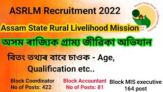 Assam State Rural livelihood Mission Recruitment 2022/vacancy in Assam Rural livelihood/ASRLM job/