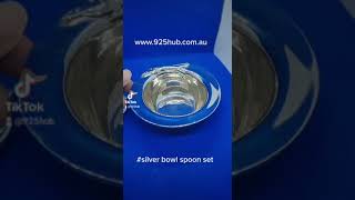 Sterling Silver Dolphin Bowl and spoon set (925hub.com.au)