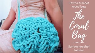 How to crochet round tote bag / circle bag / crochet tote bag / surface crochet tutorial