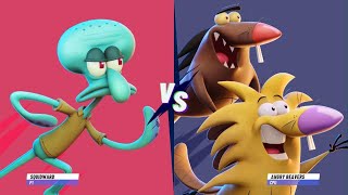 Nickelodeon All-Star Brawl 2 Squidward vs Angry Beavers