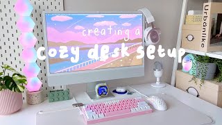 cozy desk setup 2022 : aesthetic & functional | student/wfh setup, pastel aesthetic 🍬