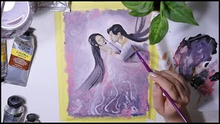 Ashes of love| Jin Mi Xu Feng Timelapse acrylic painting (Yang Zi Deng Lun) #ashesoflove #valentine