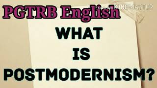 PGTRB English Unit VIII - Postmodernism