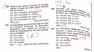 SECURITY FOR KEEPING THE PEACE FOR GOOD BEHAVIOUR(106 -124)  CHAPTER VIII #crpc #law MCQs #judiciary