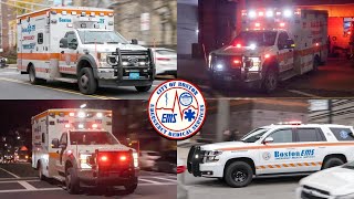 Boston | Boston EMS Ambulances Respond Lights and Sirens - BLS, ALS & Supervisory Units