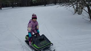 kitty cat snowmobile winter fun!