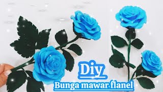 bunga mawar biru kain flanel || rose flower from felt